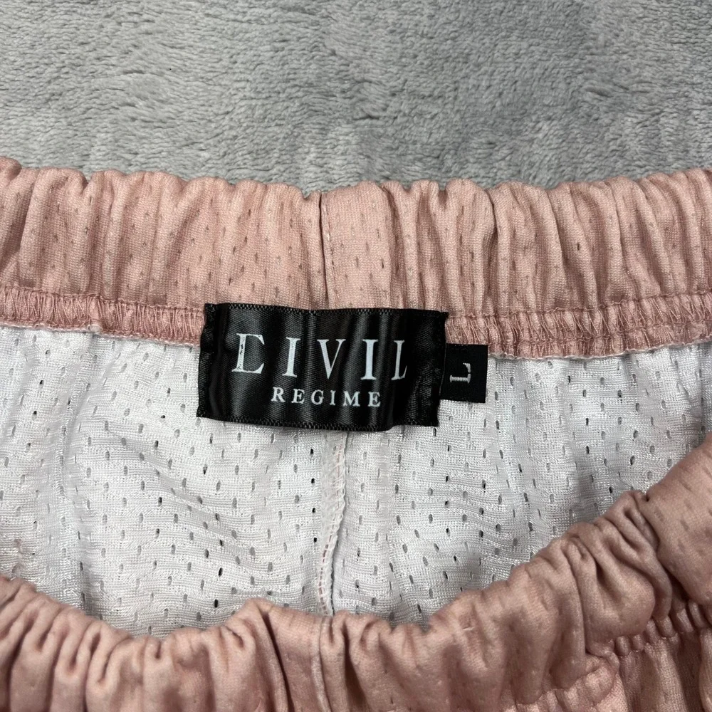 Civil Regime Mesh Shorts Mens Large Pink Floral Dove Graphic Athletic 350